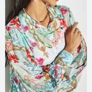 Soft Surroundings Floral Tunic Blouse Size Medium